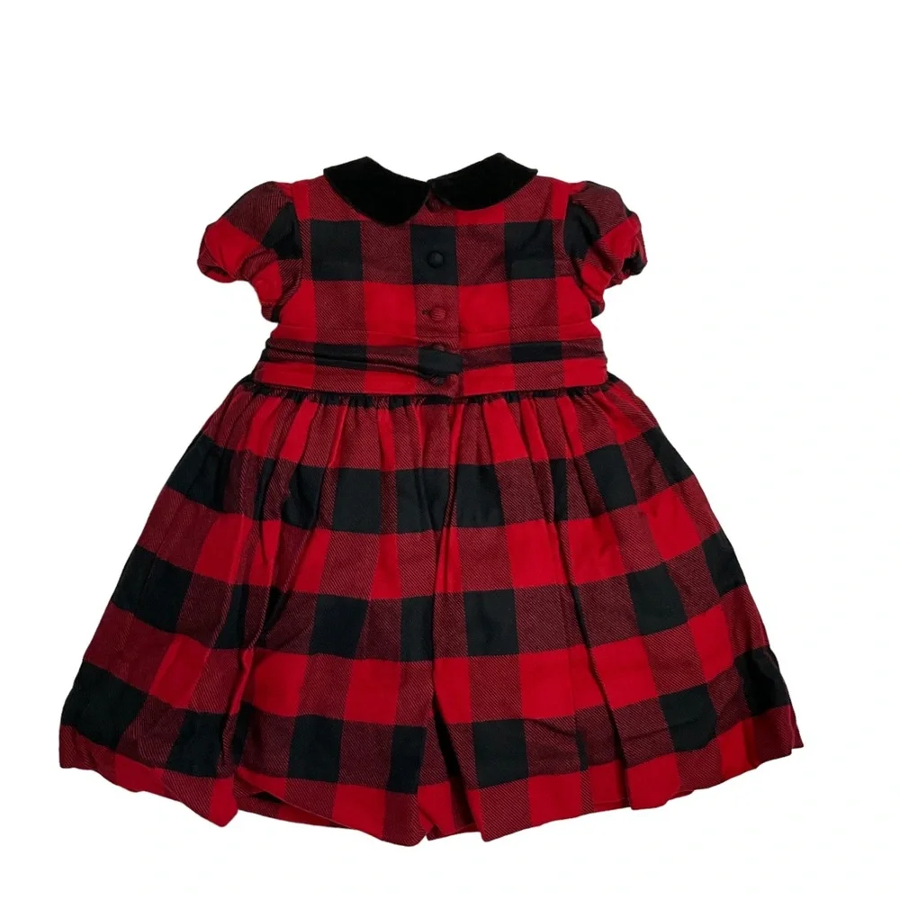 $250 Ralph Lauren Baby Girls Holiday Plaid Flannel Dress and Size 9 Months
